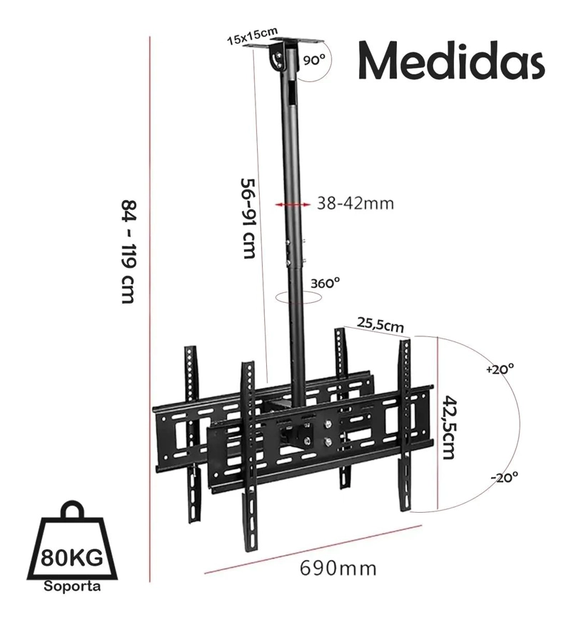 SOPORTE DE TECHO PARA TELEVISORES DE 42 A 80 PULGADAS - 1
