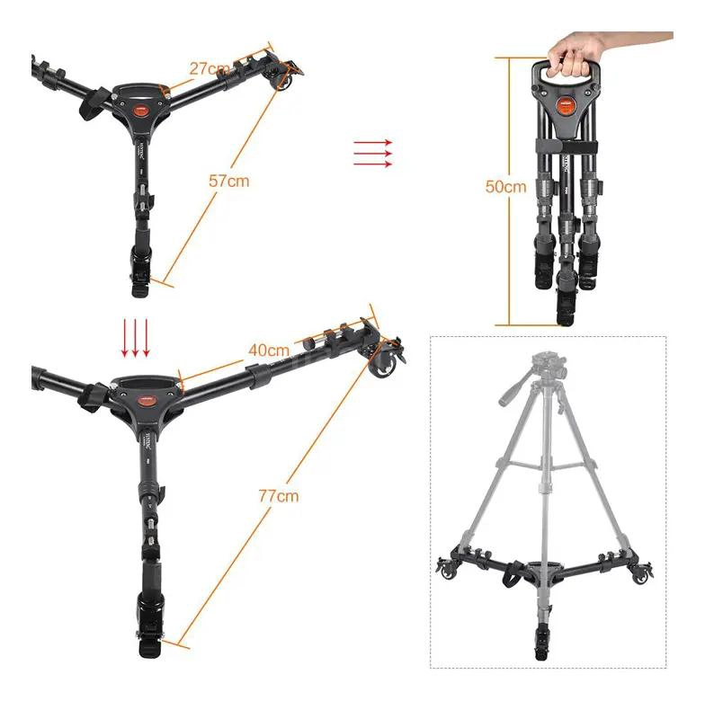 BASE PLEGABLE CON RUEDAS PARA TRIPODE UNIVERSAL - 6