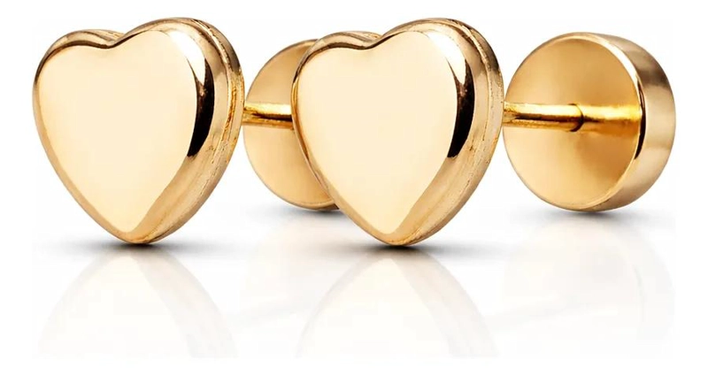 AROS ABRIDORES CORAZON 5.5 MM EN ORO LAMINADO DE 14 KILATES - 1