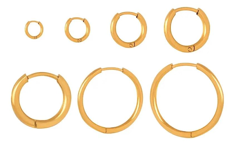 AROS ARGOLLAS LISAS BAÑADOS EN ORO 18K DE 9 MM DE DIAMETRO - 1