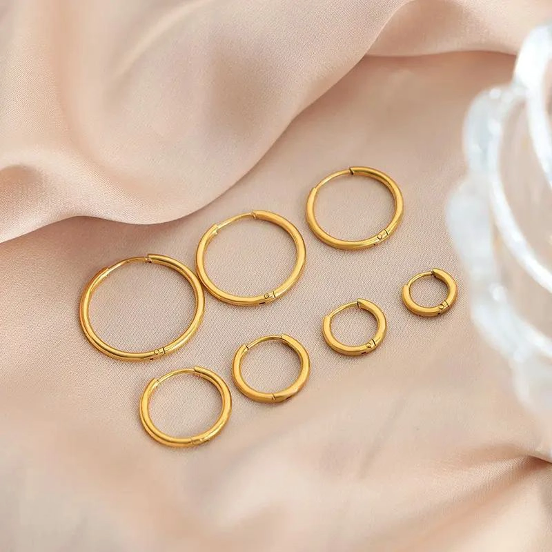 AROS ARGOLLAS LISAS BAÑADOS EN ORO 18K DE 9 MM DE DIAMETRO - 4