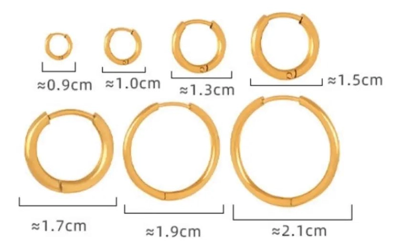AROS ARGOLLAS LISAS BAÑADOS EN ORO 18K DE 9 MM DE DIAMETRO - 5
