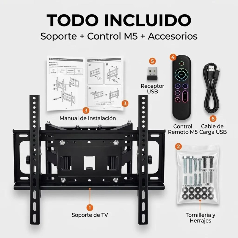 SOPORTE ARTICULADO PARA TV DE 40 A 80 PULGADAS CON CONTROL M5 - 6