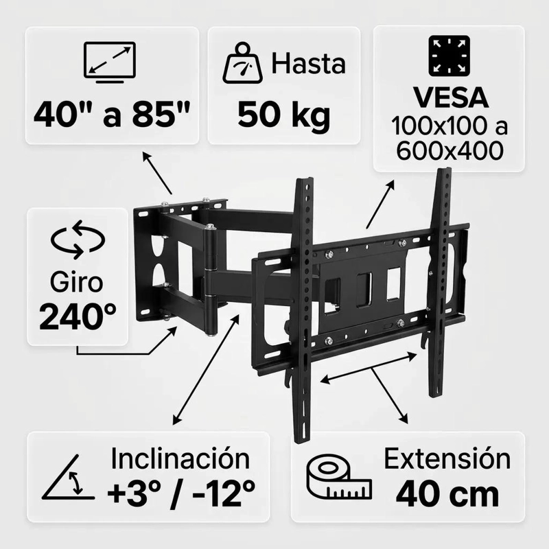 SOPORTE ARTICULADO PARA TV DE 40 A 80 PULGADAS CON CONTROL M5 - 7