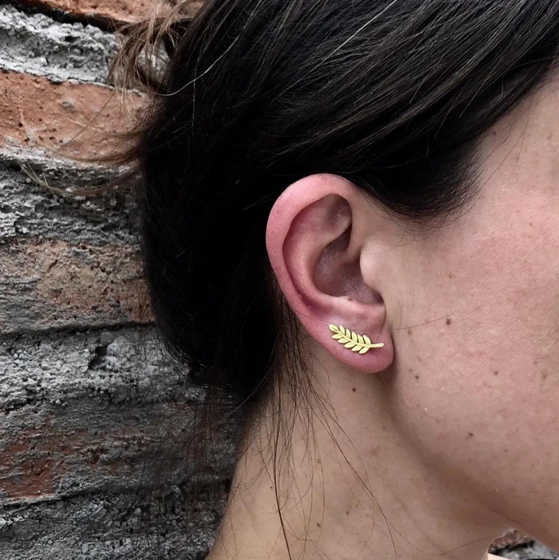 AROS TREPADORES DE ESPIGA EN PLATA BAÑADA EN ORO - 2