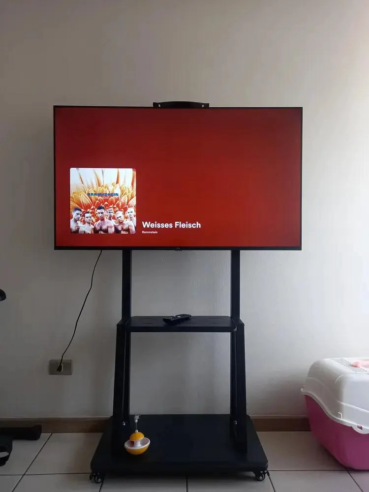 SOPORTE MADERA PARA TV MOVIL CON RUEDAS DE 32 A 75 PULGADAS - 9