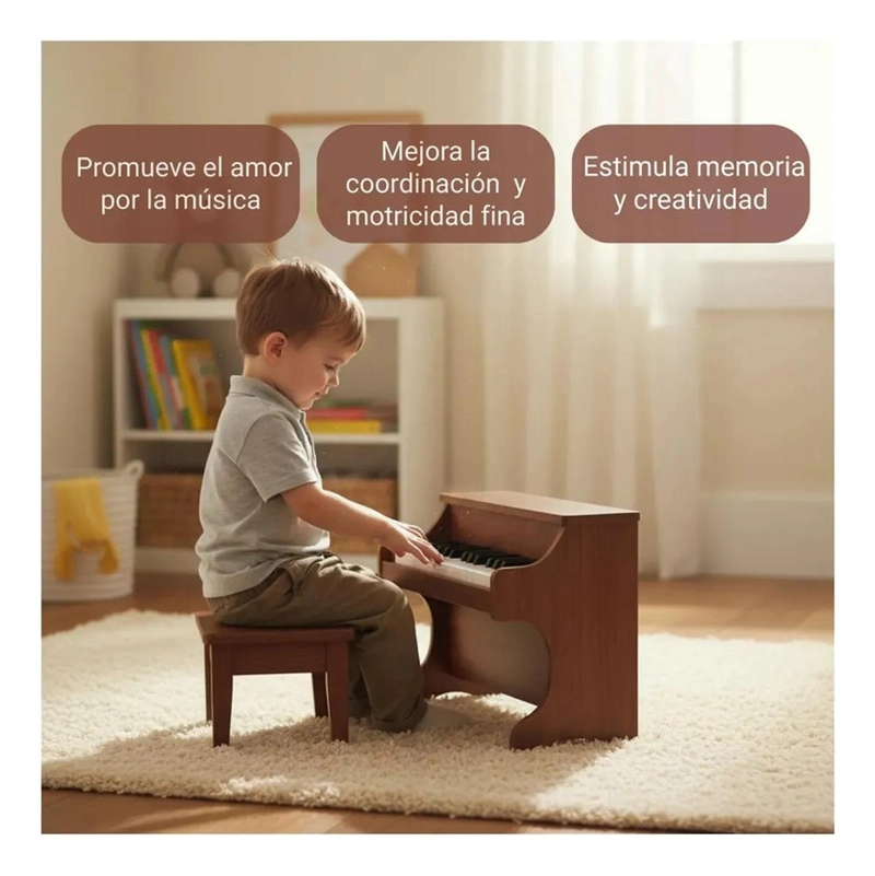 PIANO INFANTIL DE MADERA CON 25 TECLAS PARA NIÑOS - 5