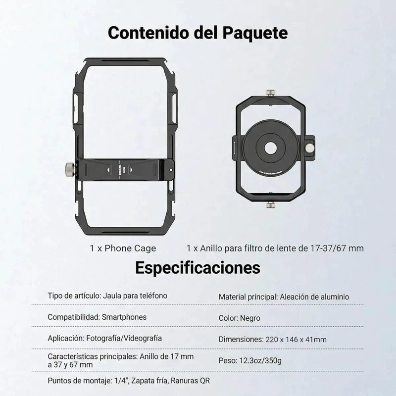 JAULA PARA TELE FONO CON ADAPTADOR DE LENTE Y SOPORTE - 8