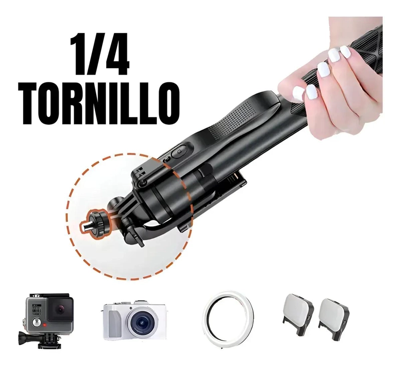 TRIPODE PLEGABLE PARA CELULAR CON CONTROL BLUETOOTH Y ESTABILIZADOR - 4