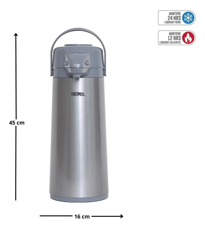 TERMO SIFON DE VIDRIO 2,5 LITROS COLOR GRIS IDEAL PARA BEBIDAS - 2