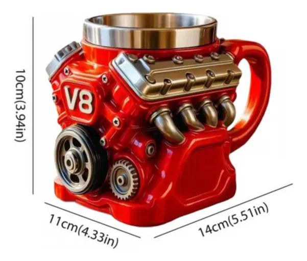TAZA DE ACERO INOXIDABLE CON DISEÑO DE MOTOR PARA BEBIDAS - 2