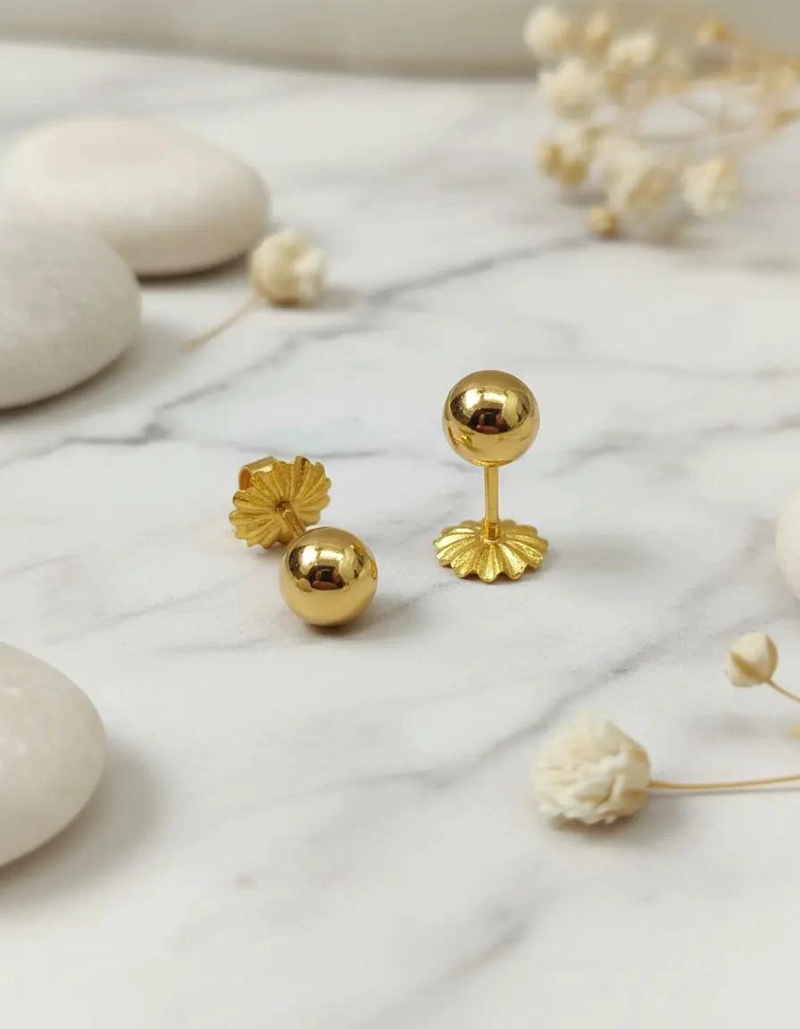 AROS DE ORO BOLITAS ELEGANTES DE 6.5 MILIMETROS - 1