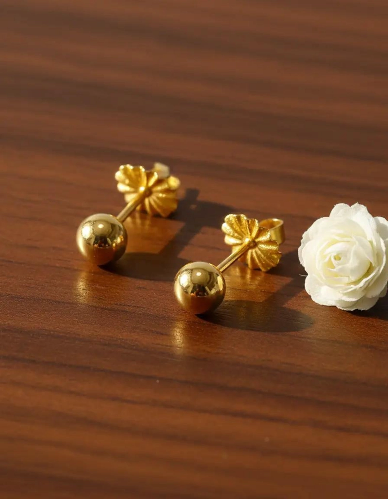 AROS DE ORO BOLITAS ELEGANTES DE 6.5 MILIMETROS - 2