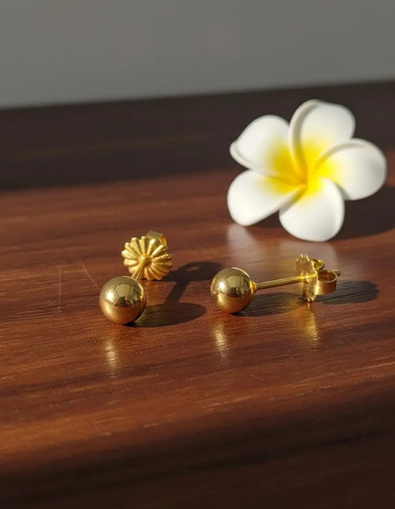 AROS DE ORO BOLITAS ELEGANTES DE 6.5 MILIMETROS - 3
