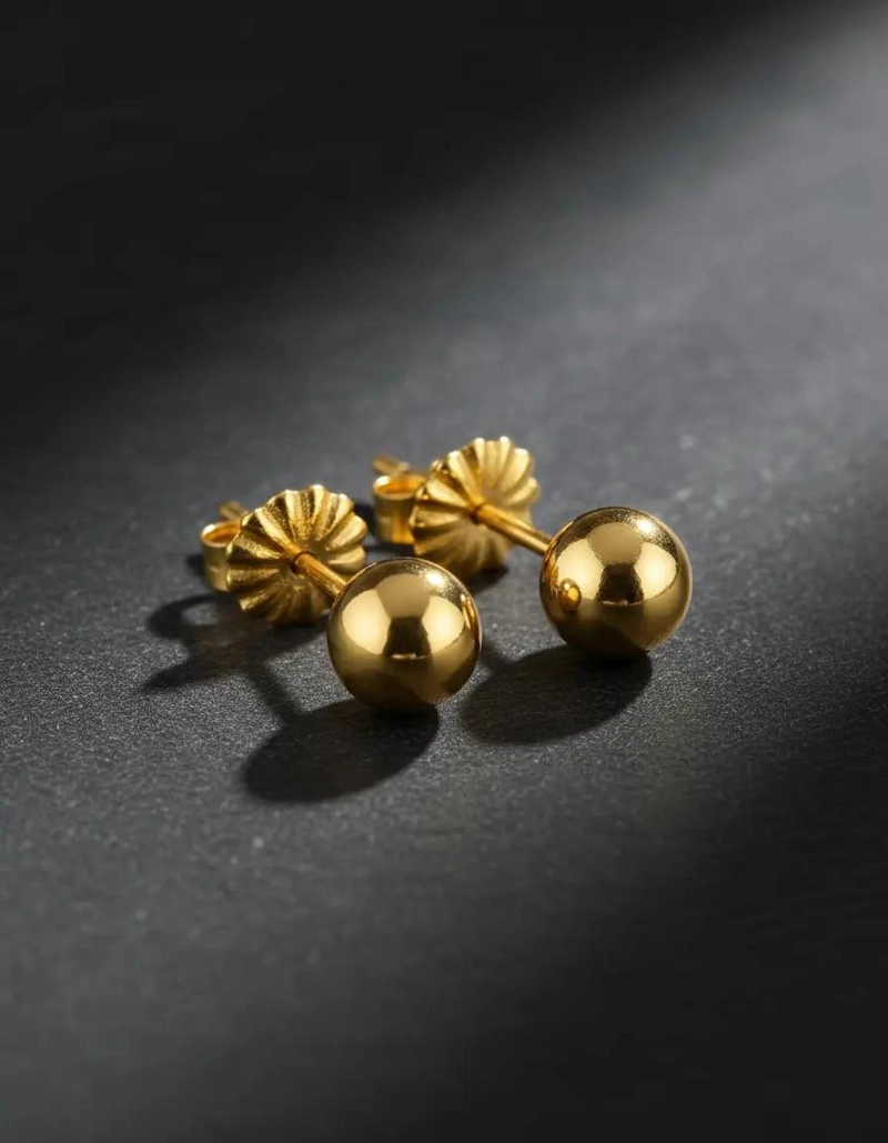 AROS DE ORO BOLITAS ELEGANTES DE 6.5 MILIMETROS - 4