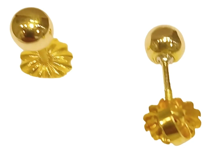 AROS DE ORO BOLITAS ELEGANTES DE 6.5 MILIMETROS - 6