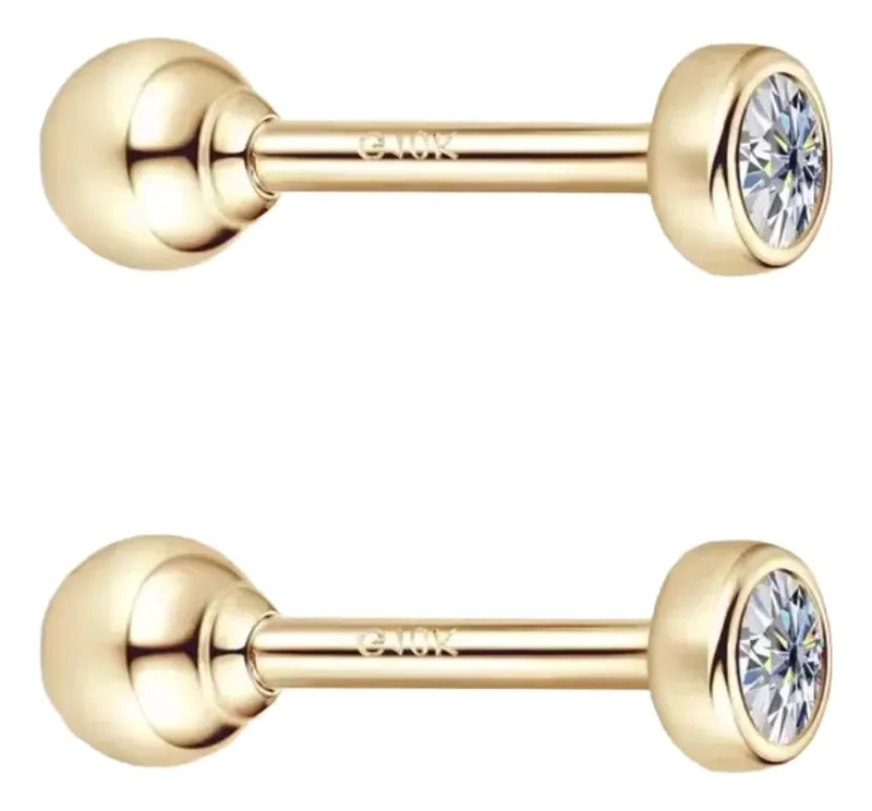 AROS DE LUZ EN ORO SOLIDO 10K CON MOISSANITA DE 2 MM - 7