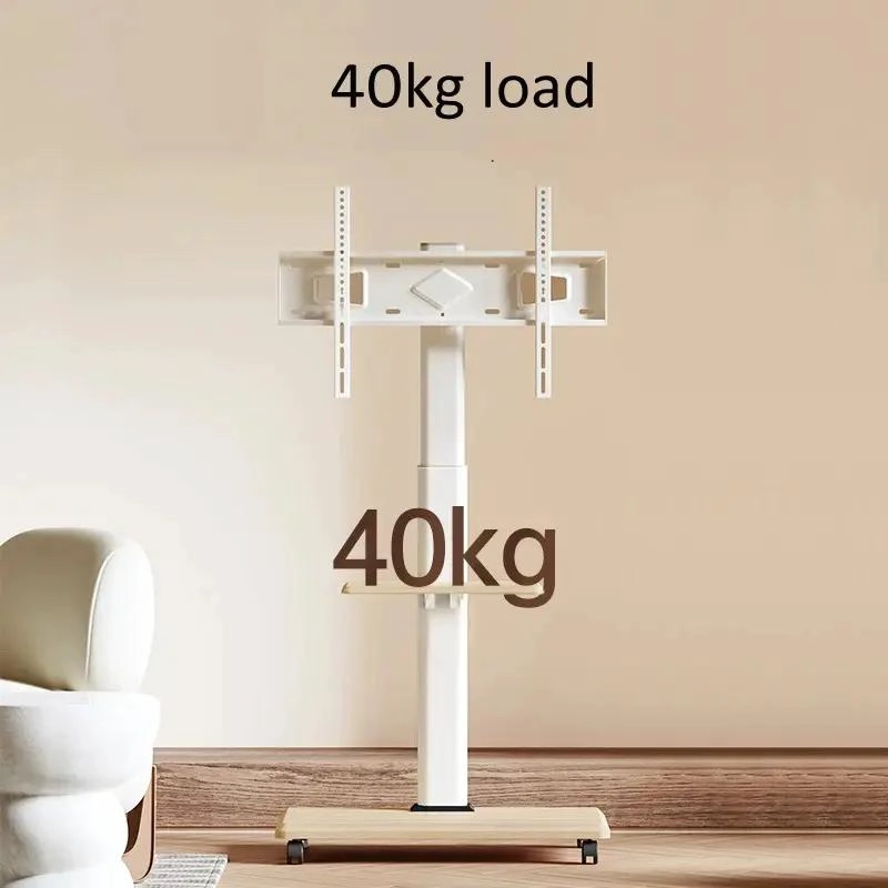 SOPORTE MOVIL PARA TV CON RUEDAS Y ESTANTE AJUSTABLE - 6