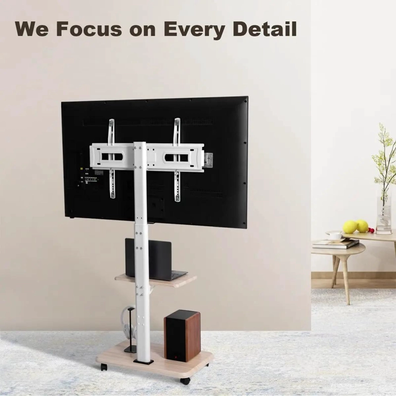 SOPORTE MOVIL PARA TV CON RUEDAS Y ESTANTE AJUSTABLE - 7