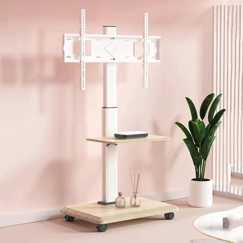 SOPORTE MOVIL PARA TV CON RUEDAS Y ESTANTE AJUSTABLE - 9