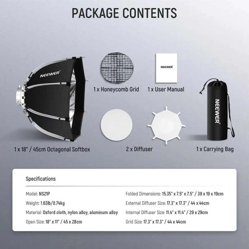 SOFTBOX OCTAGONAL DE 45CM PARA FOTOGRAFIA Y VIDEO - 8