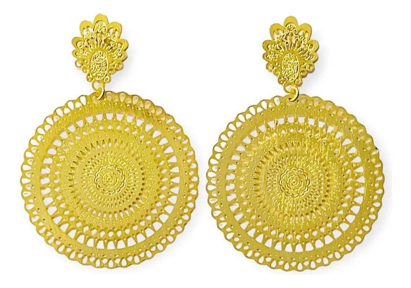 AROS MANDALA REDONDO TOPE BARROCO ENCHAPADO ORO 18K - 1