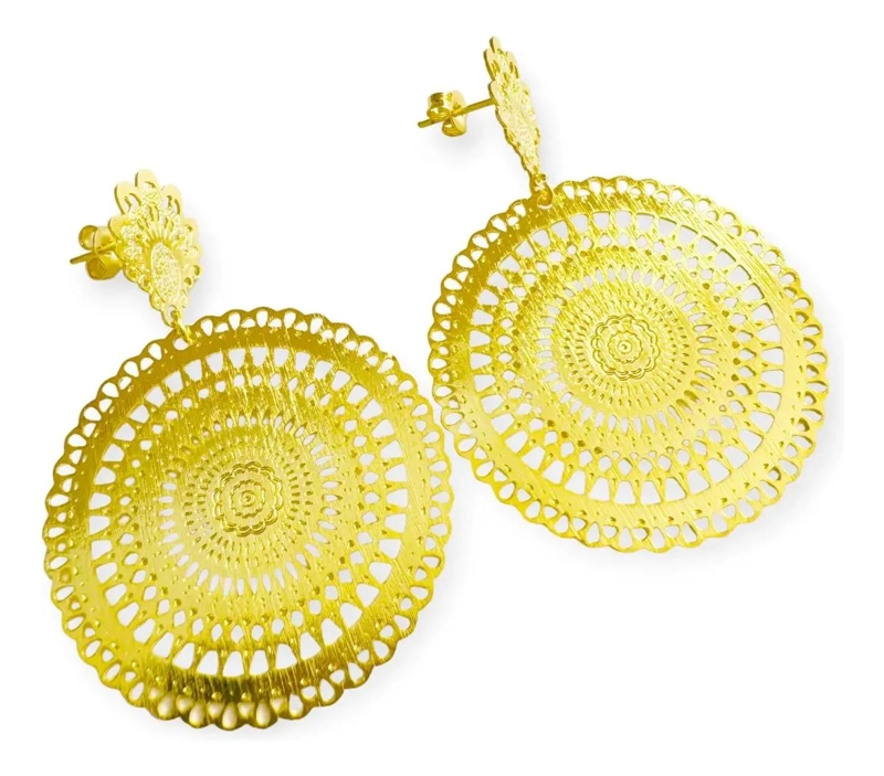 AROS MANDALA REDONDO TOPE BARROCO ENCHAPADO ORO 18K - 2