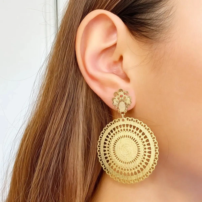 AROS MANDALA REDONDO TOPE BARROCO ENCHAPADO ORO 18K - 3