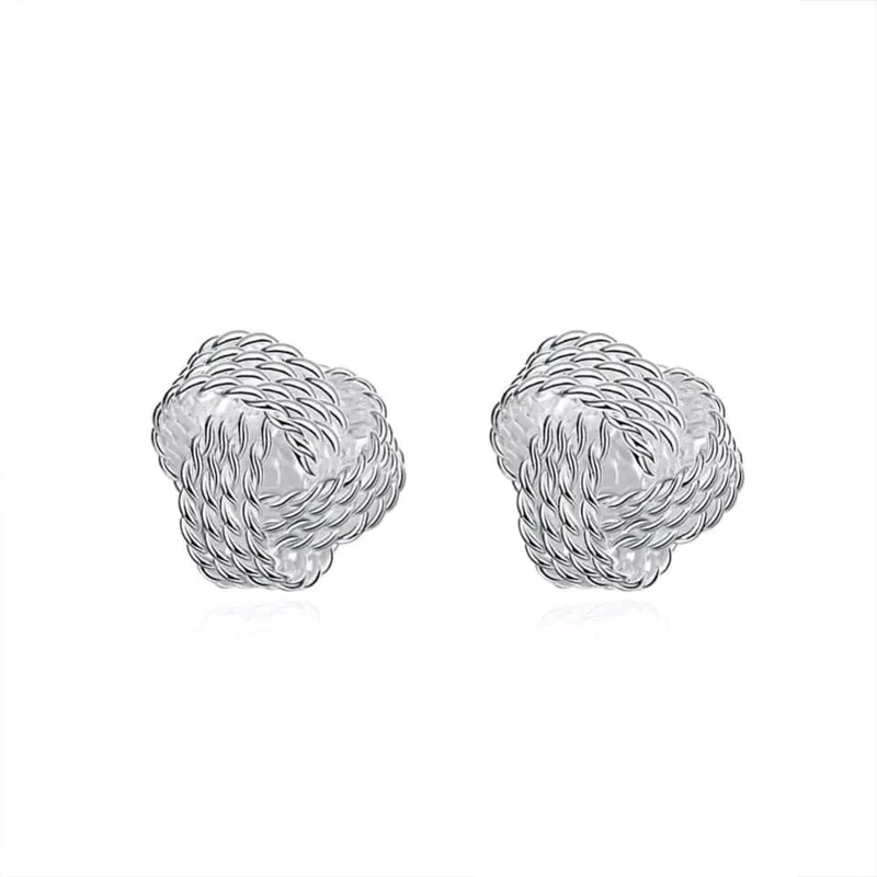 AROS ELEGANTES DE NUDO BAÑADOS EN PLATA 925 - 1