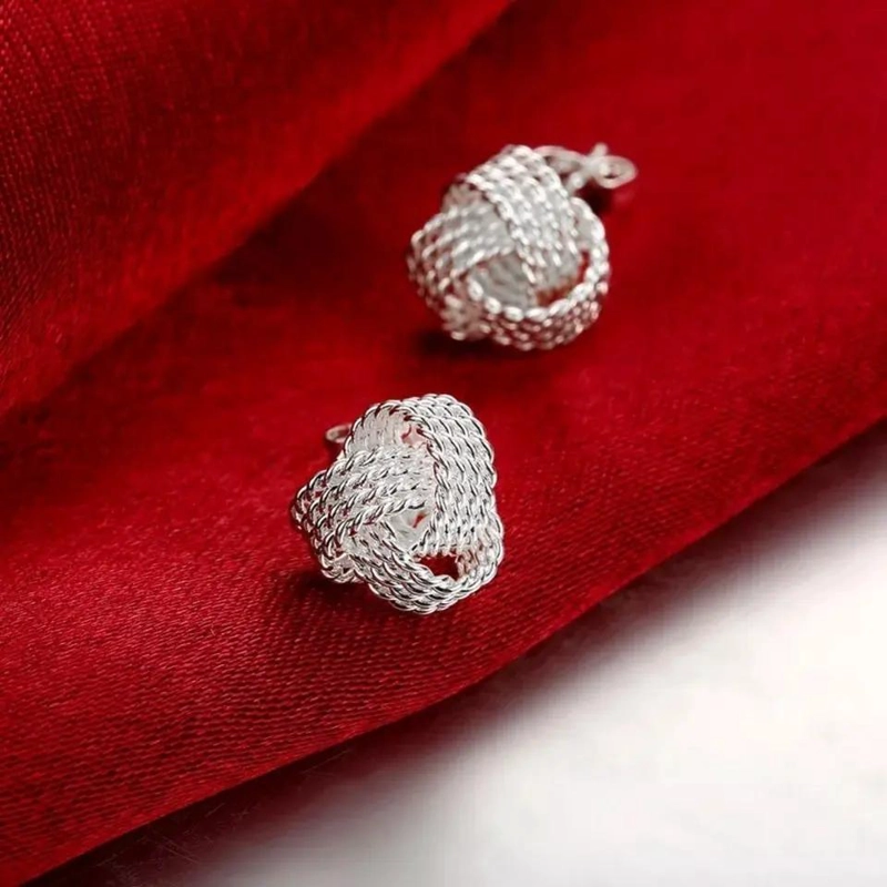 AROS ELEGANTES DE NUDO BAÑADOS EN PLATA 925 - 4