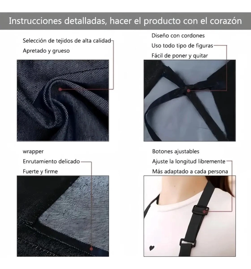 DELANTAL DE COCINA AJUSTABLE ANTIMANCHA Y ANTIGRASA - 4