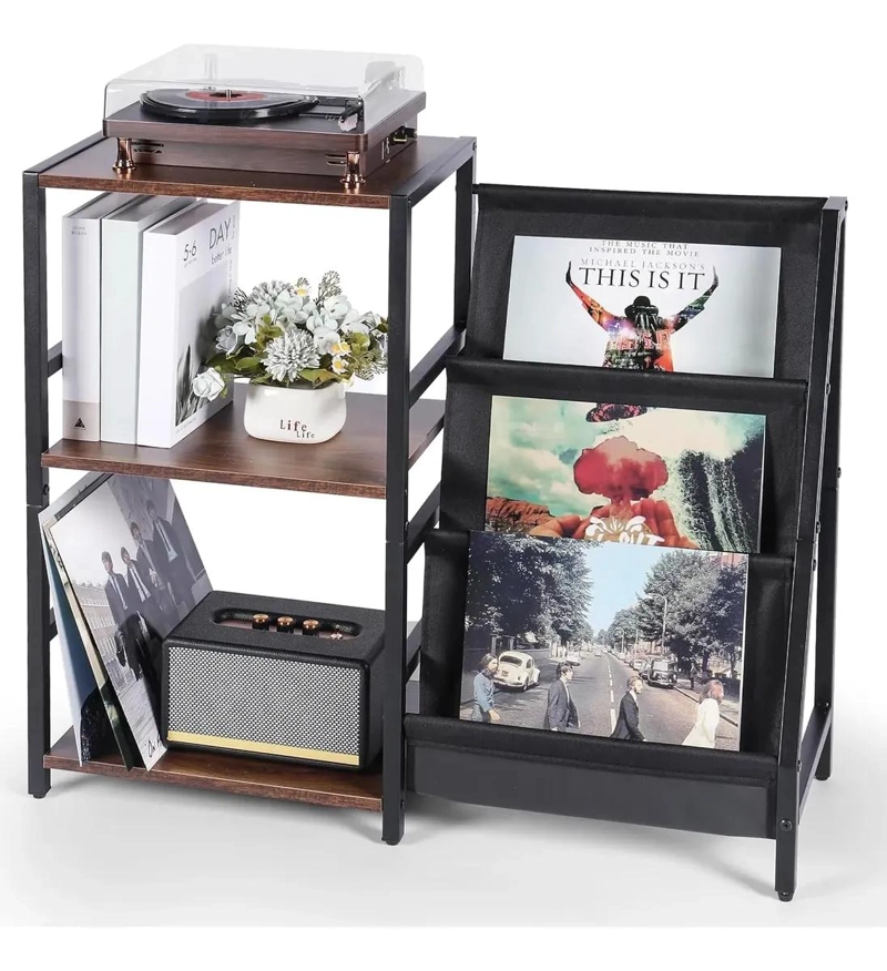 MUEBLE MULTIFUNCIONAL PARA TOCADISCOS Y ALMACENAMIENTO DE VINILOS - 1