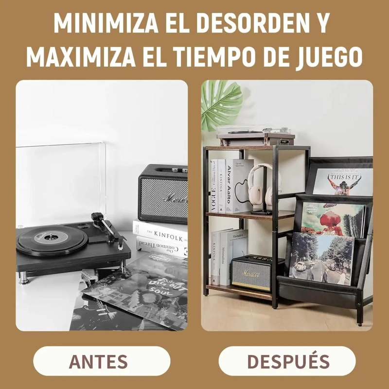 MUEBLE MULTIFUNCIONAL PARA TOCADISCOS Y ALMACENAMIENTO DE VINILOS - 4
