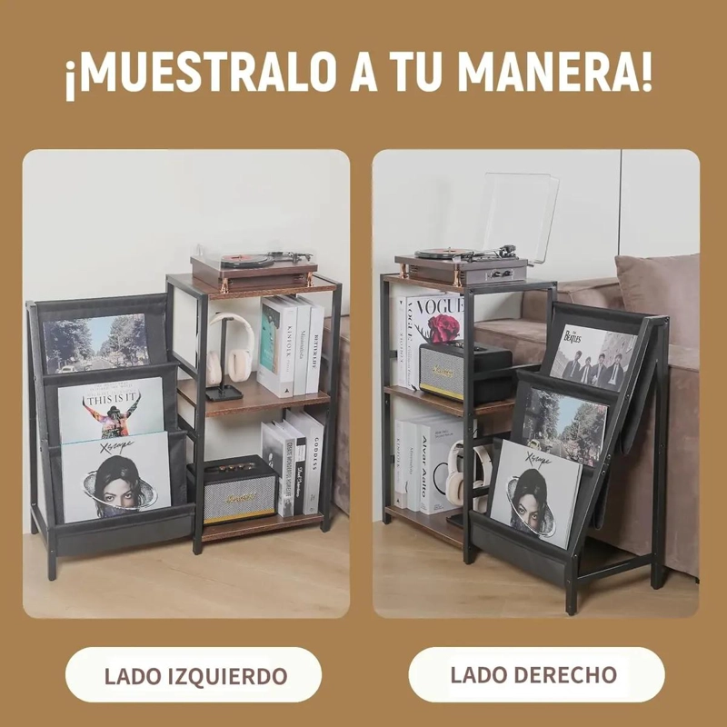 MUEBLE MULTIFUNCIONAL PARA TOCADISCOS Y ALMACENAMIENTO DE VINILOS - 5
