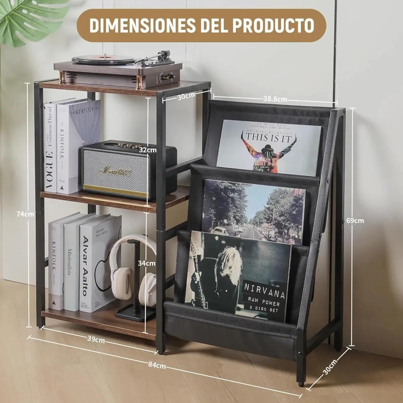 MUEBLE MULTIFUNCIONAL PARA TOCADISCOS Y ALMACENAMIENTO DE VINILOS - 6
