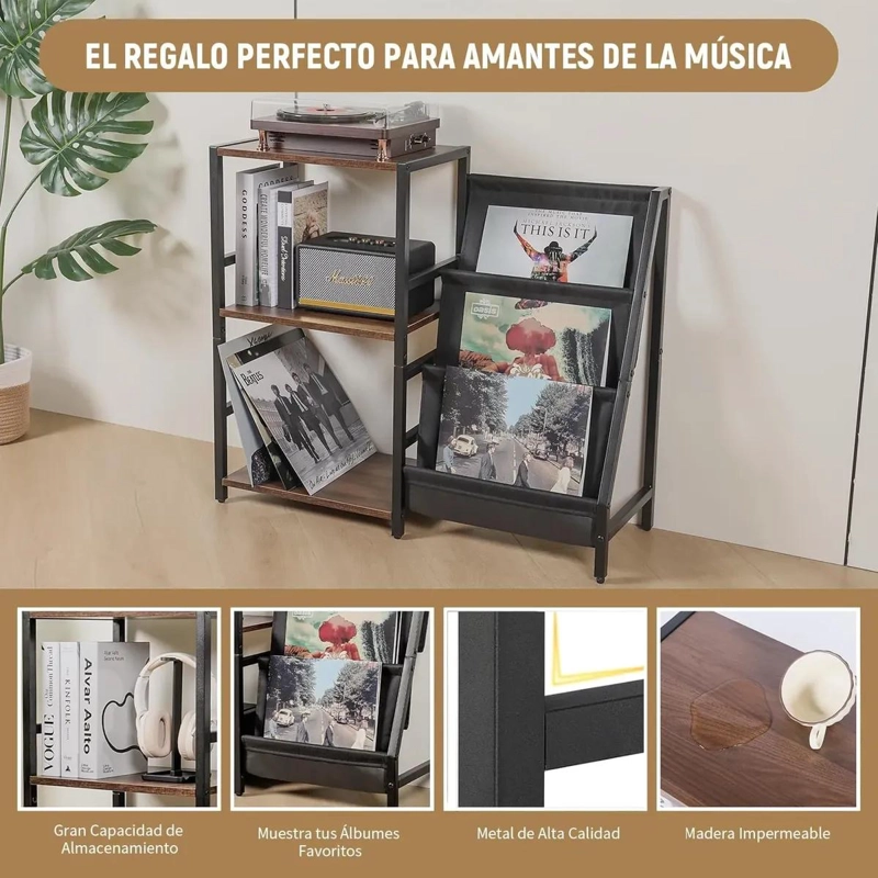 MUEBLE MULTIFUNCIONAL PARA TOCADISCOS Y ALMACENAMIENTO DE VINILOS - 7