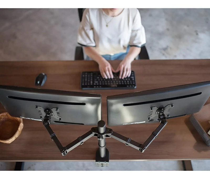 SOPORTE MOVIL PARA DOBLE MONITOR DE 17'' A 32'' COLOR NEGRO - 5