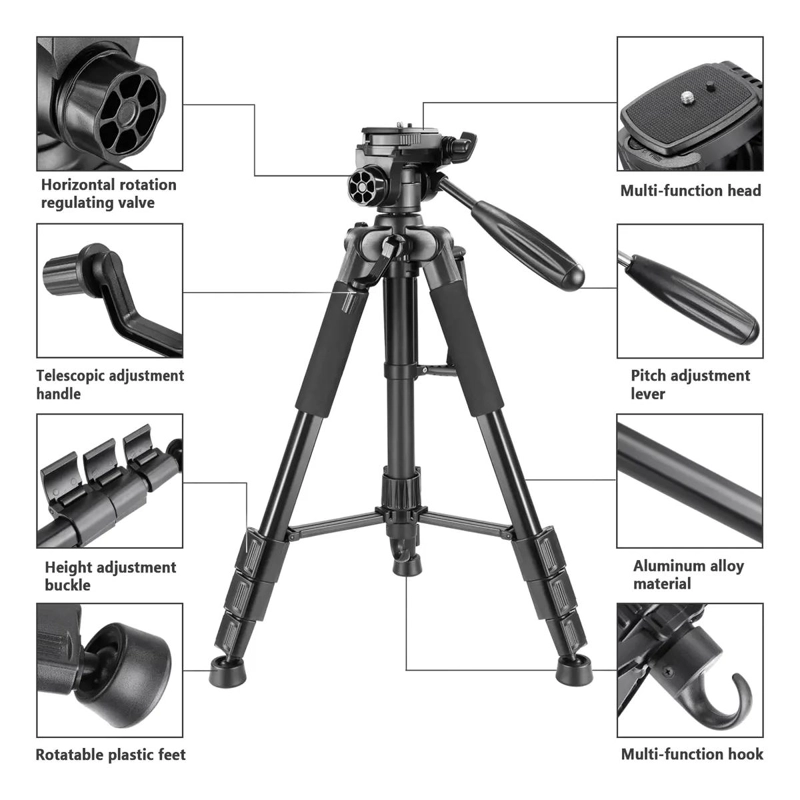 TRIPODE PORTATIL DE ALEACION DE ALUMINIO PARA CAMARAS Y CELULARES - 2