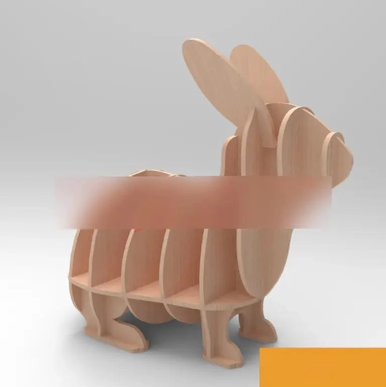 ESTATUILLA DE MADERA EN FORMA DE CONEJO PARA ORGANIZAR - 1