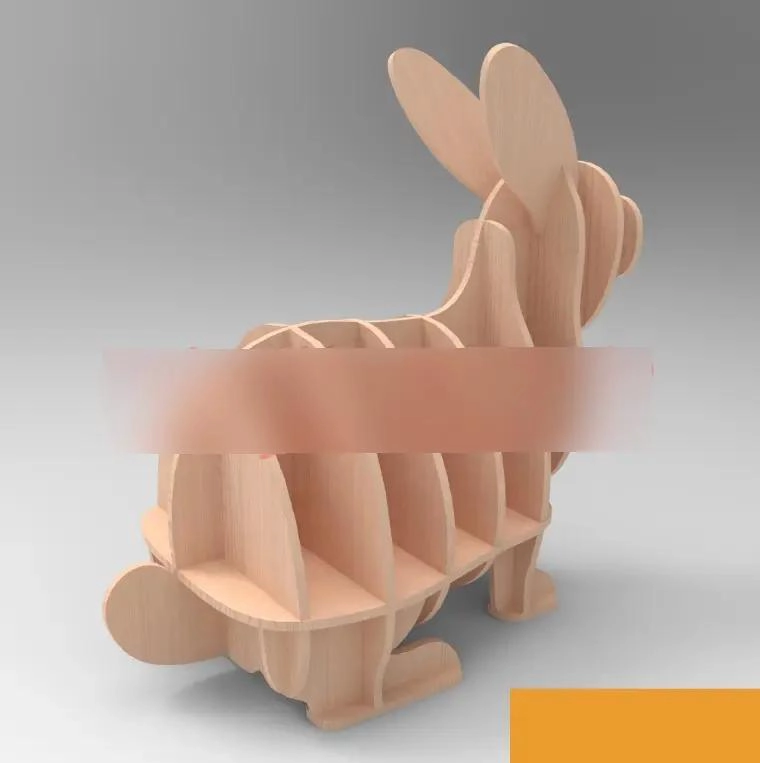 ESTATUILLA DE MADERA EN FORMA DE CONEJO PARA ORGANIZAR - 2