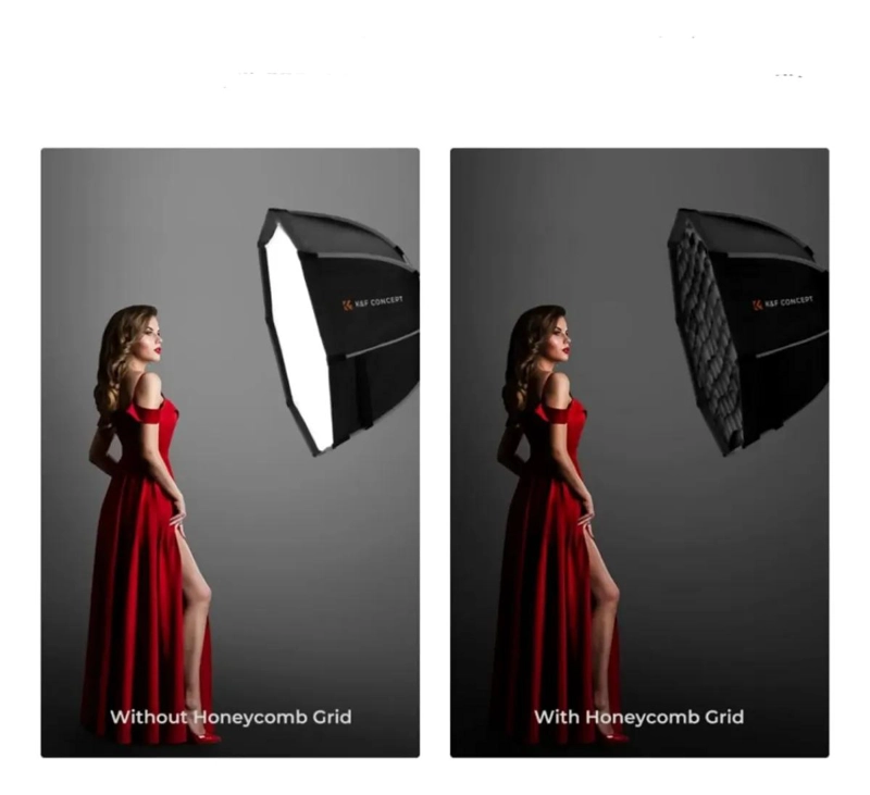 OCTABOX 55CM CON MONTURA BOWENS Y GRILLA PARA FOTOGRAFIA - 4