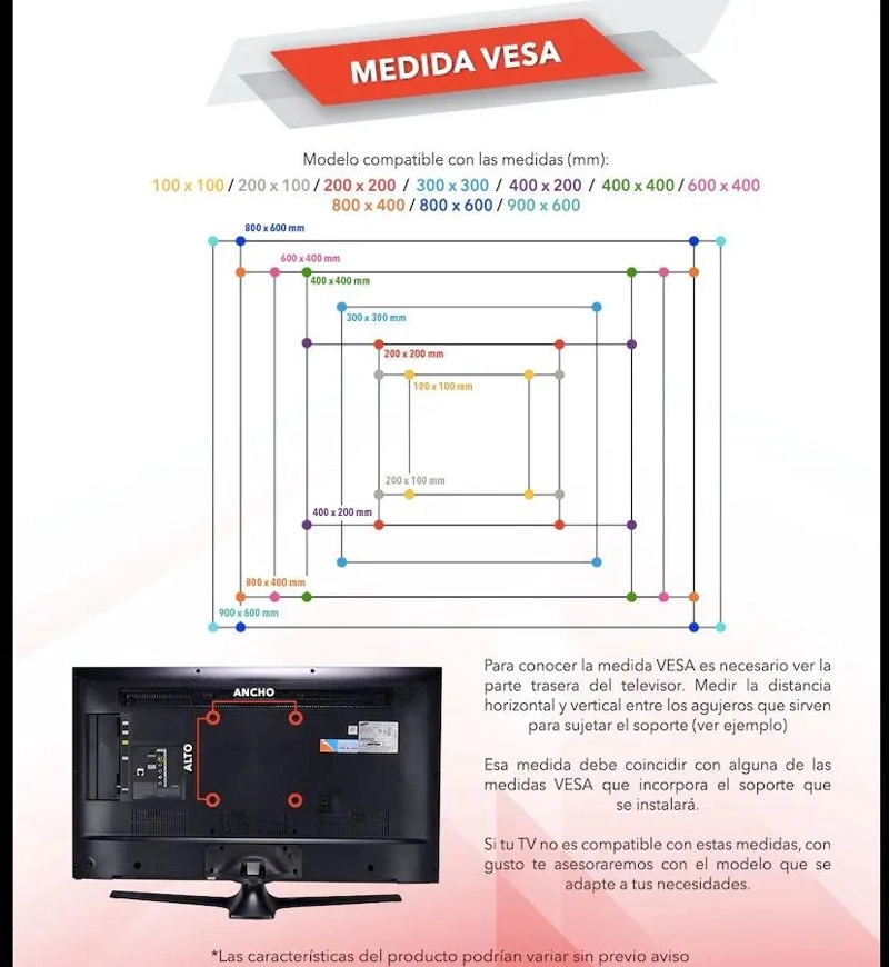 SOPORTE UNIVERSAL REGULABLE PARA TELEVISORES DE 50 A 100 PULGADAS - 9