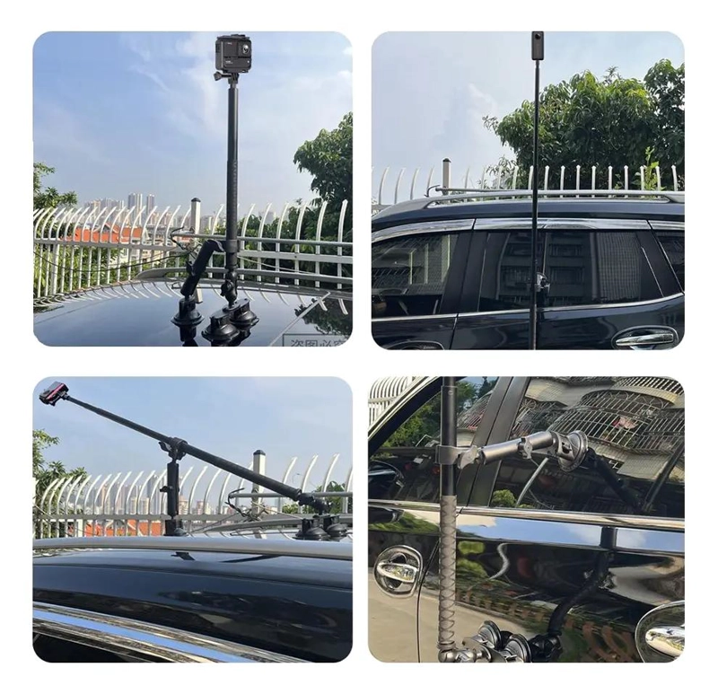 VENTOSA TRIPLE CON SELFIE STICK AUTO PARA CAMARAS 360 - 6