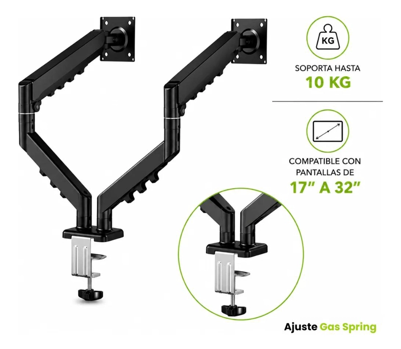 SOPORTE DOBLE BRAZO ARTICULADO PARA DOS MONITORES EN ESCRITORIO - 2