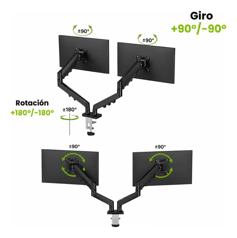 SOPORTE DOBLE BRAZO ARTICULADO PARA DOS MONITORES EN ESCRITORIO - 4