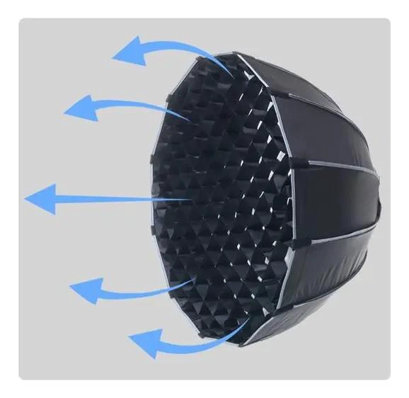 SOFTBOX PARABOLICO 90CM CON GRILLA PARA FOTOGRAFIA Y VIDEO - 4
