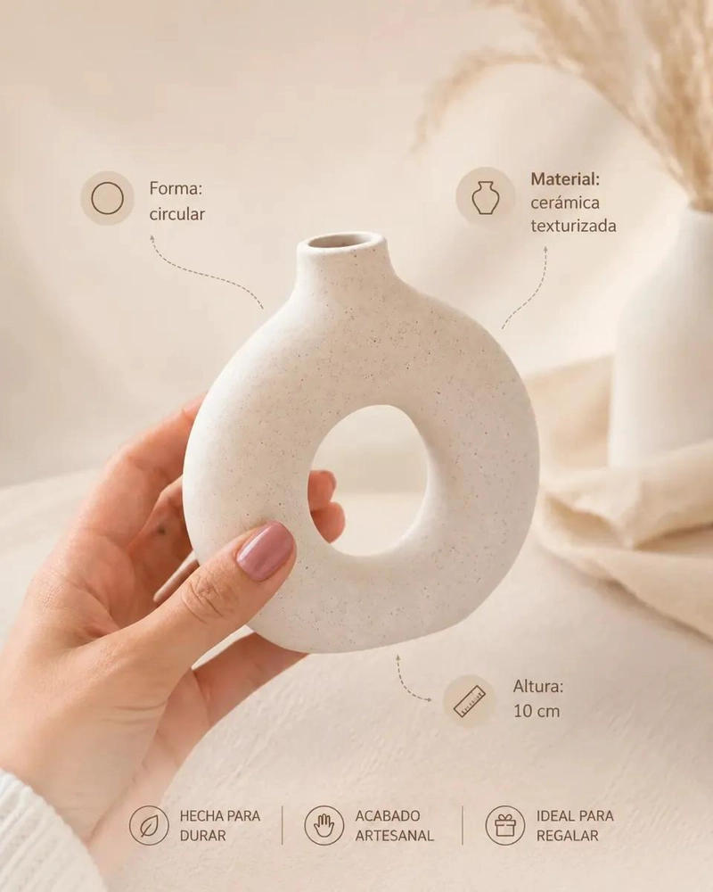 SET DE 3 FLOREROS DECORATIVOS MINIMALISTAS ESTILO RUSTICO - 4