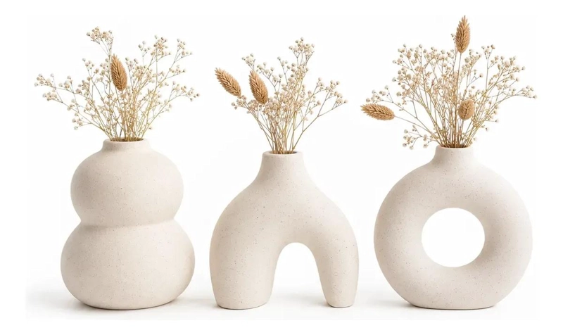 SET DE 3 FLOREROS DECORATIVOS MINIMALISTAS ESTILO RUSTICO - 6