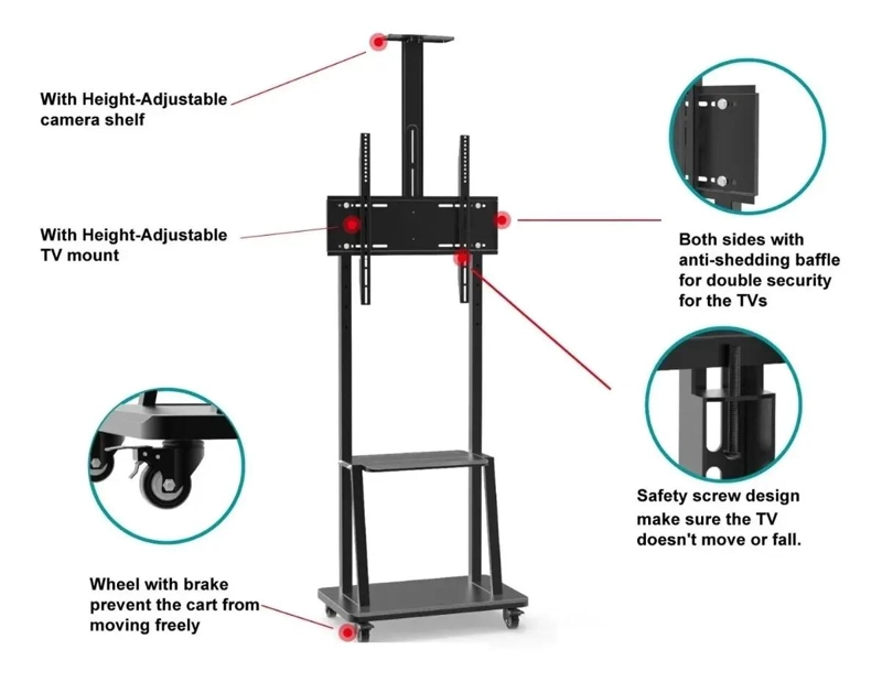 SOPORTE PEDESTAL MOVIL PARA TELEVISORES DE 32 A 70 PULGADAS - 4