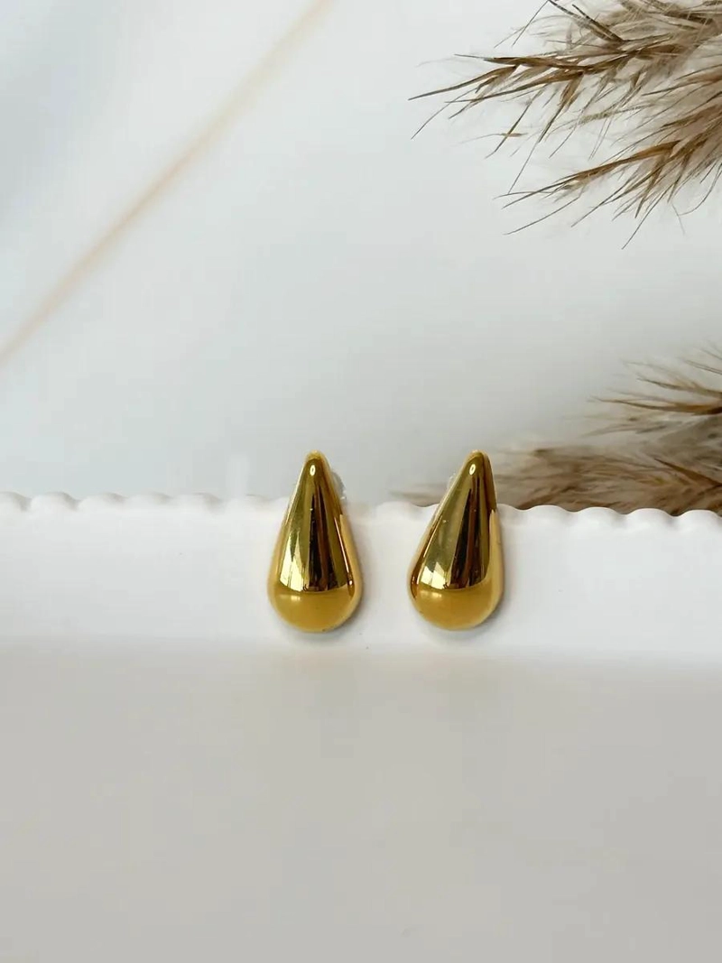 AROS GOTA DORADOS ELEGANTES PARA MUJER Y NIÑA - 2